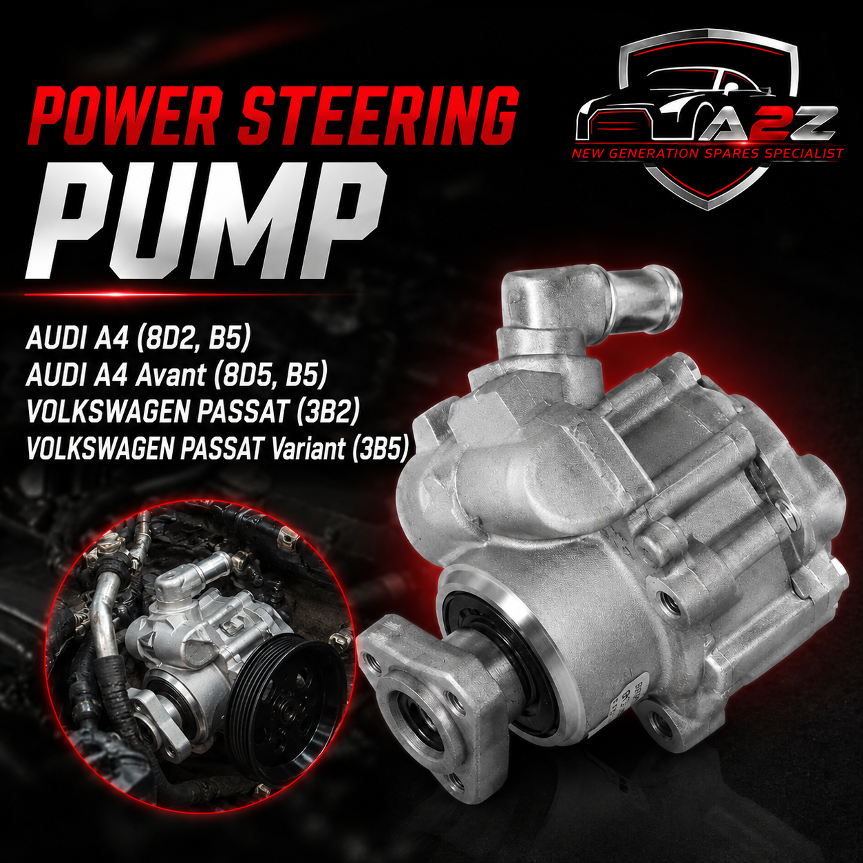 Power Steering Pump 8D0145156A 8D0145156AX Compatible With AUDI A4 (8D2, B5) AUDI A4 Avant (8D5, B5) VOLKSWAGEN PASSAT (3B2) VOLKSWAGEN PASSAT Variant (3B5)