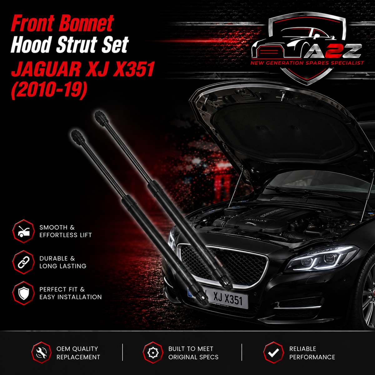 Front Bonnet Hood Strut C2D3661 Compatible With JAGUAR XJ (X351)