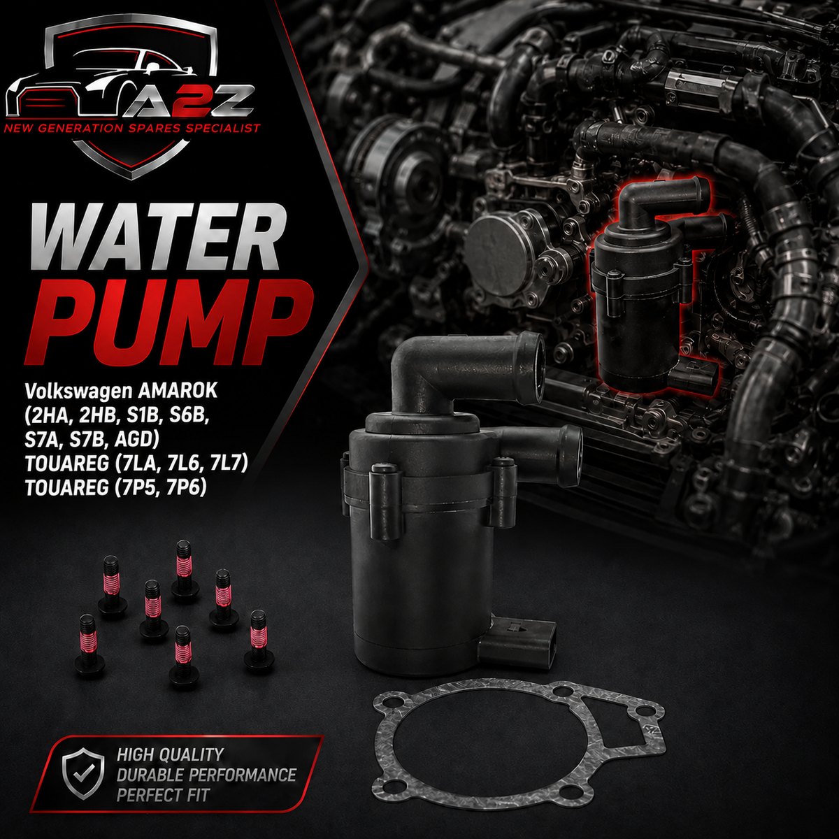 Water Pump 7P0965561 Compatible With Volkswagen AMAROK (2HA, 2HB, S1B, S6B, S7A, S7B, AGD) TOUAREG (7LA, 7L6, 7L7) TOUAREG (7P5, 7P6)