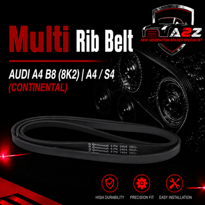 Multi RIB Belt 6PK2404 06E903137AC 06E903137K Compatible With AUDI A4 B8 (8K2) | A4 / S4 (CONTINENTAL)