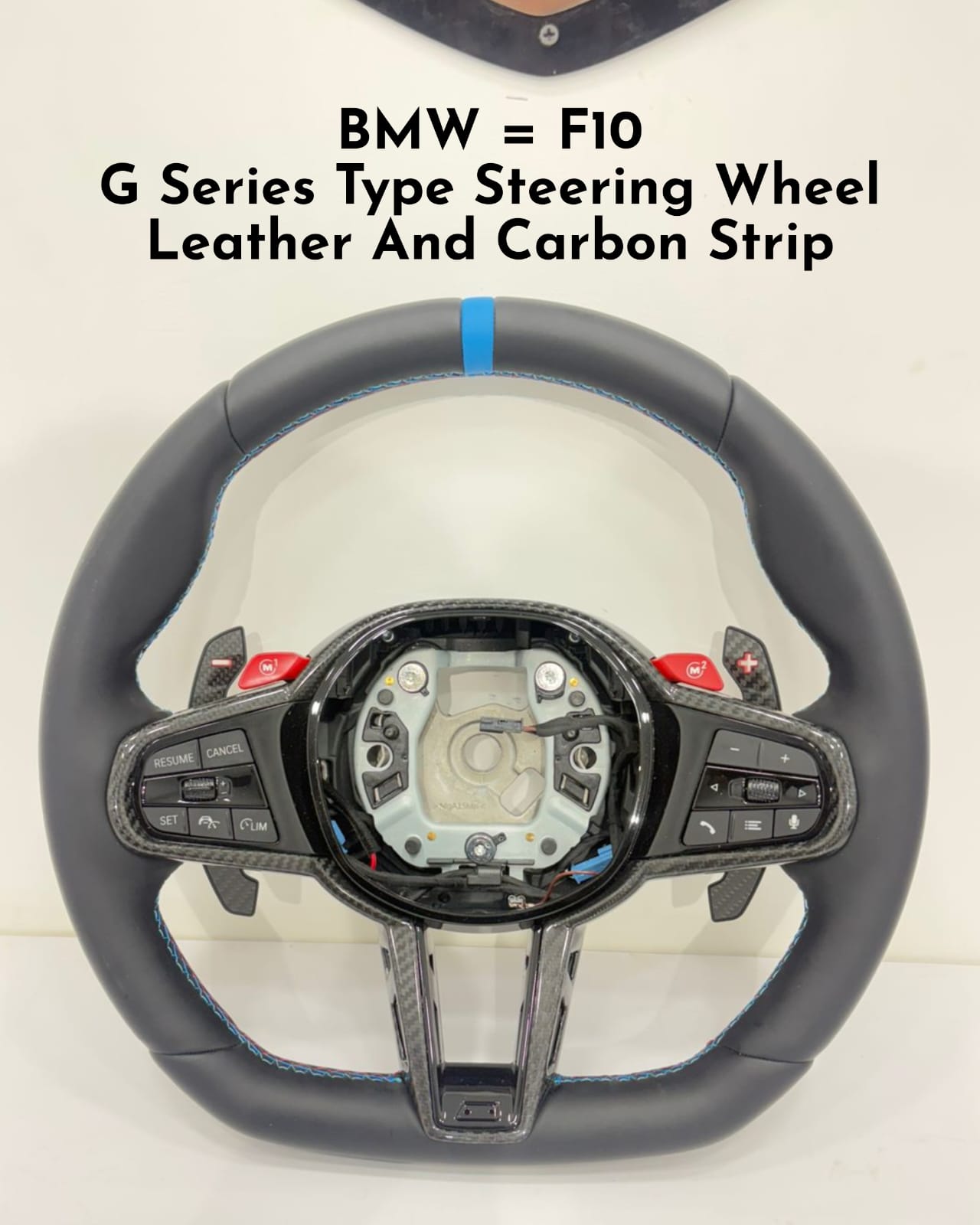 G Series Type Steering Wheel Leather & Carbon Strip Compatible With BMW F10