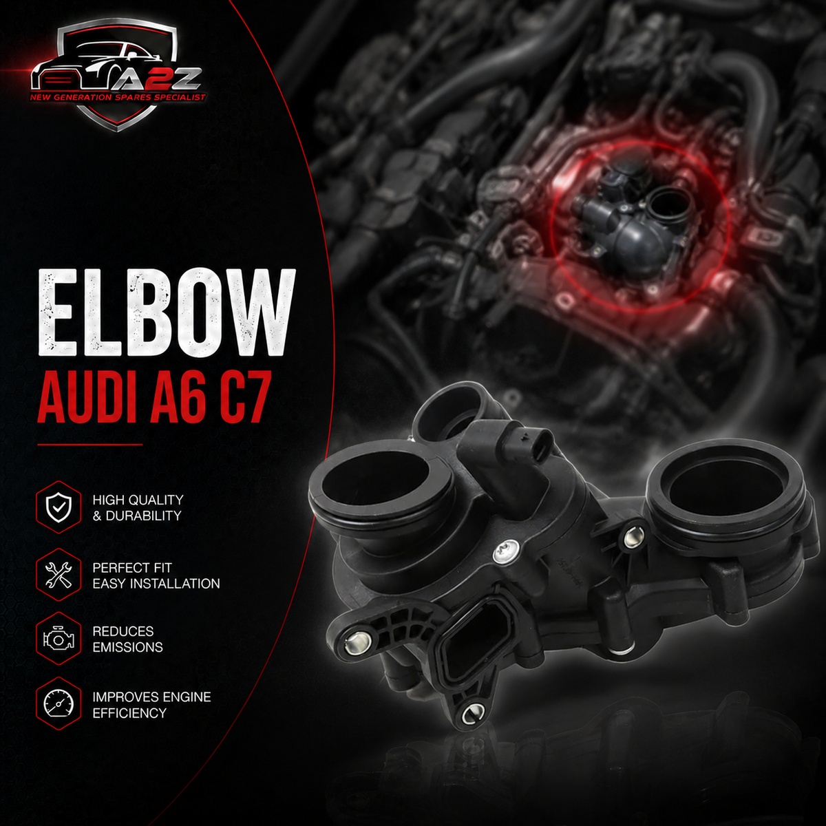Elbow 059121111CR 059121111AQ 059121111BG 059121111BK 059121111BM 059121111CF Compatible With AUDI A6 C7 (4G2, 4GC) | A6 / S6 & Q7 (4MB, 4MG, 4MQ) Tag:61