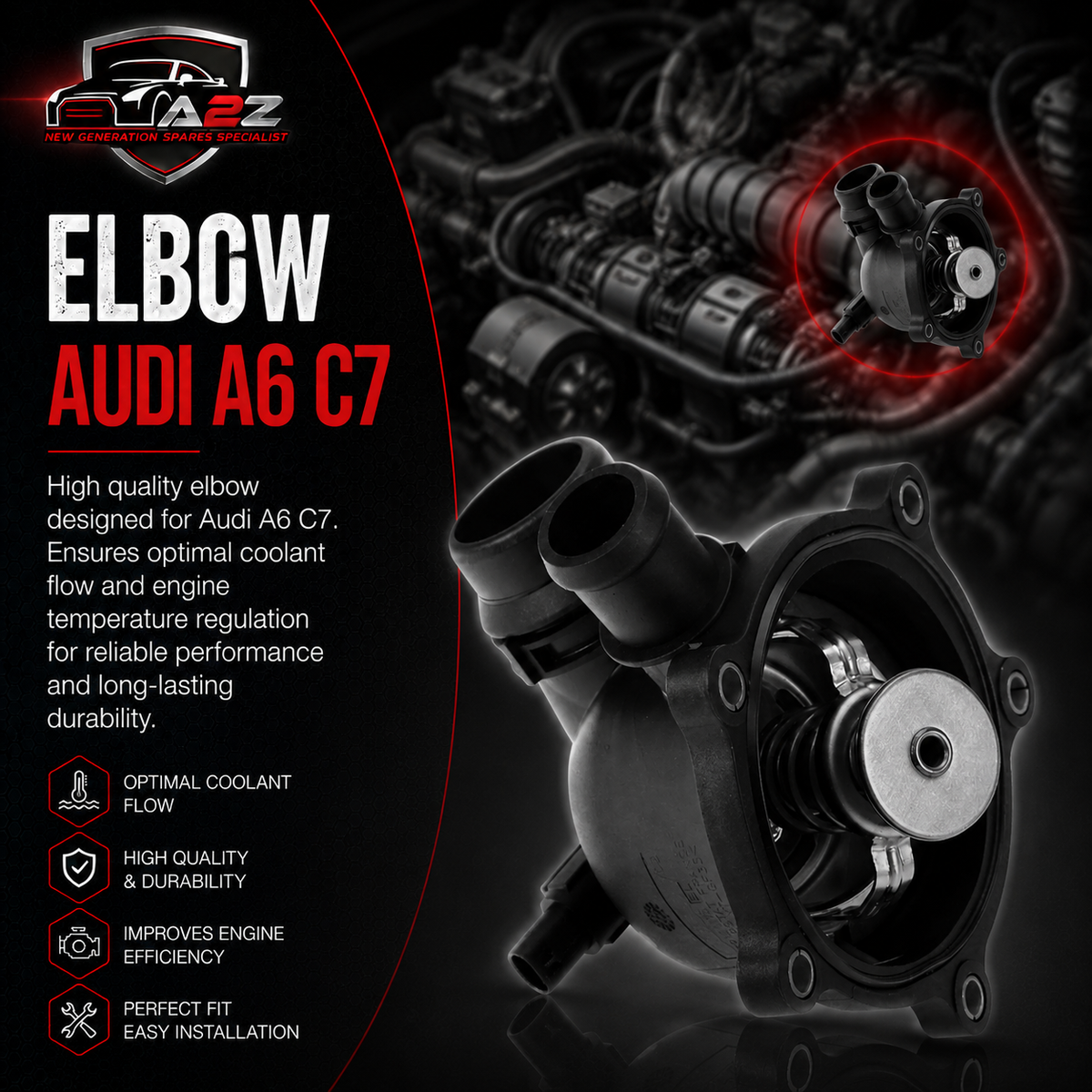 Elbow (Thermostat) 079121115BD 079121115AQ 079121115BL Compatible With AUDI A6 C7 (4G2, 4GC) | A6 / S6 A6 C7 Avant (4G5, 4GD) | A6 / S6