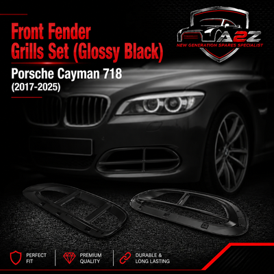 Front Fender Grills Set (Glossy Black) Right 982853190 & Left 982853189 Compatible With Porsche Cayman 718 (2017-2025)Tag No.516