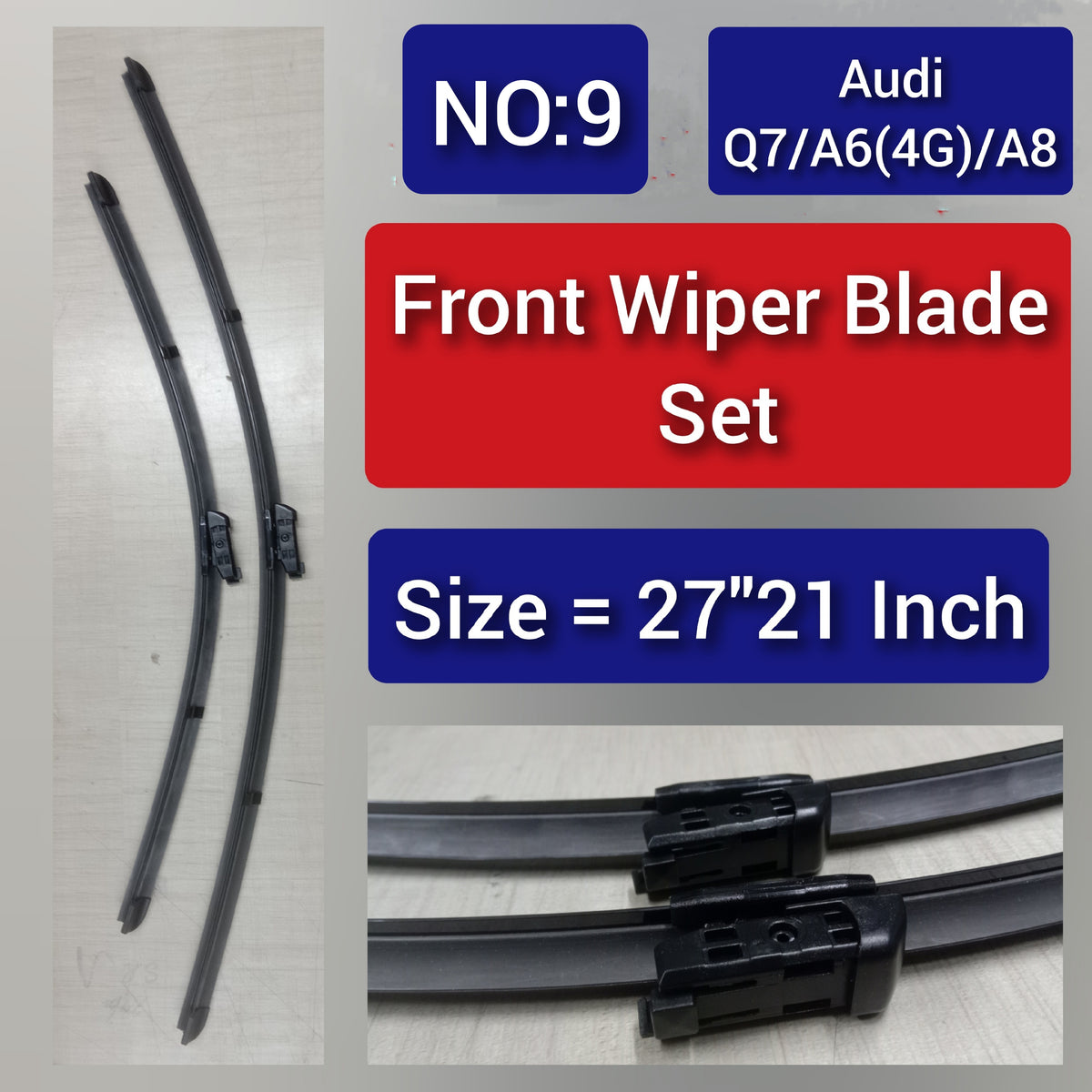 Front Wiper Blade Set (27'21 Inch) Compatible with AUDI Q7 & A6 4G & A8 Tag-WBF-09