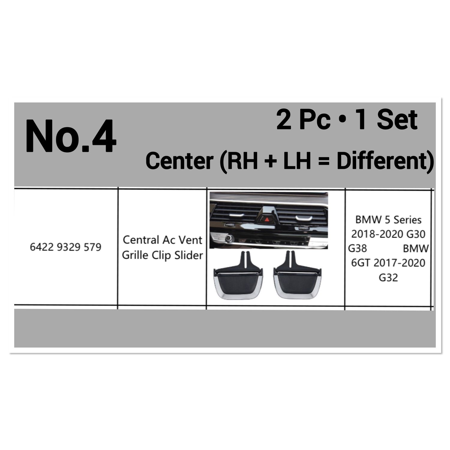 Center Air Conditioner Back Ac Vent Grille Outlet Tab Clip Slider Repair Kit 64229329579 Compatible With BMW 5 Series G30 (Set Of 2)