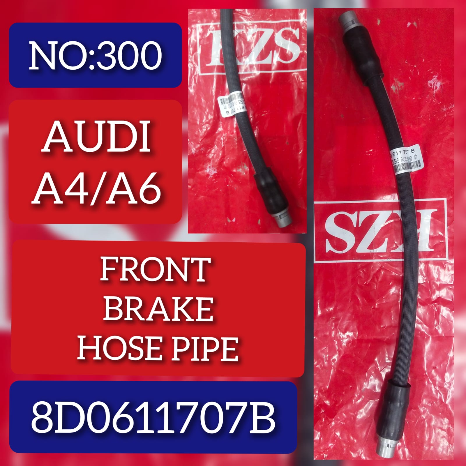 Front Brake Hose Pipe 8D0611707B  Compatible with AUDI A4 A6 Tag-H-300