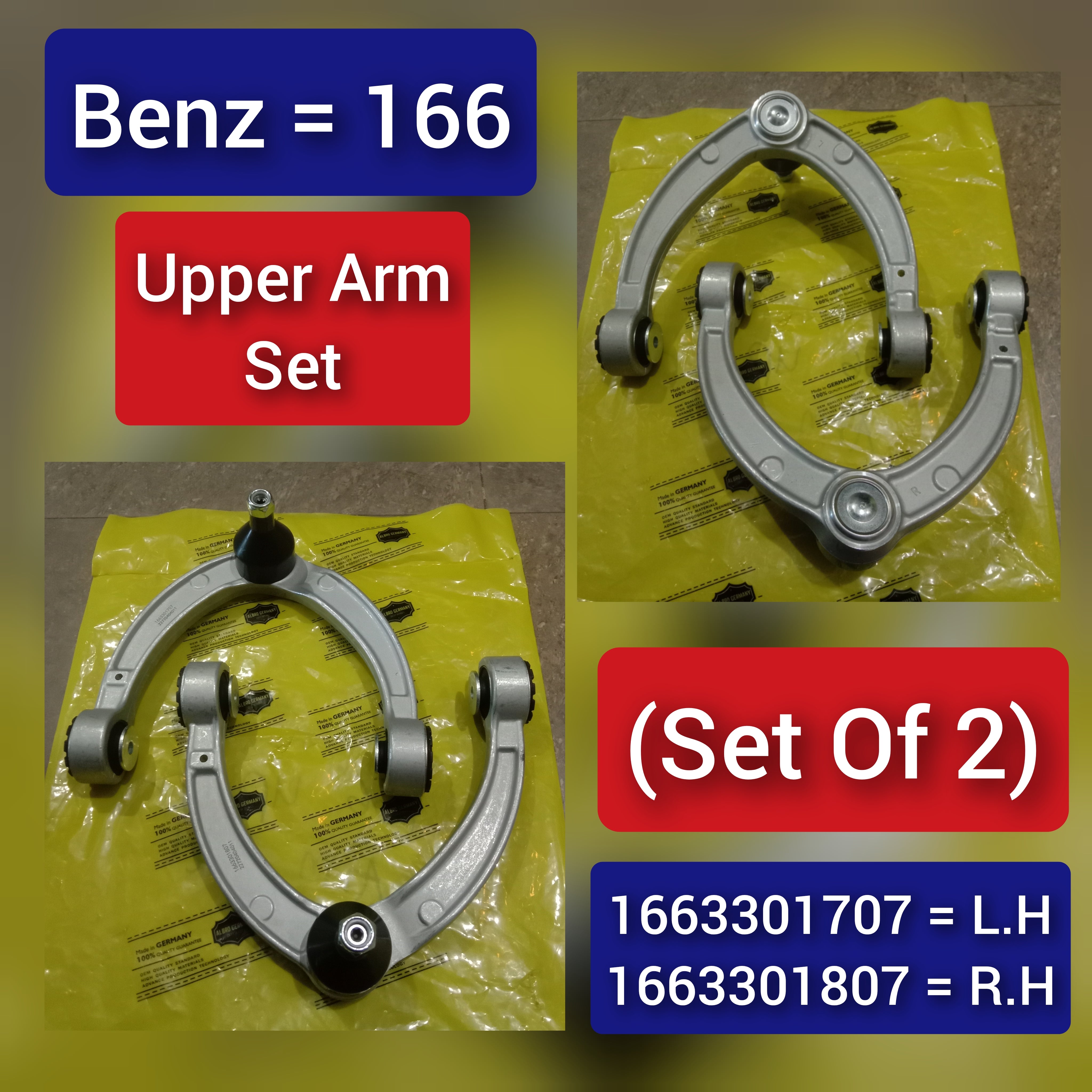 Front Upper Control Arm (Set Of 2) Left 1663301707 & Right 1663301807 Compatible with MERCEDES-BENZ GL-CLASS (X166) & GLE (W166)  & GLS (X166)