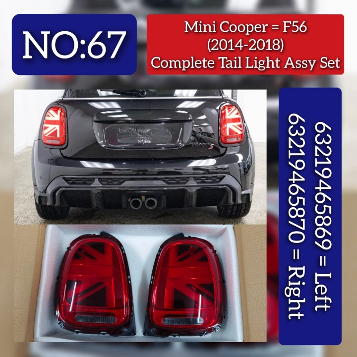 Tail Light Assy Right 63219465870 Left 63219465869 Compatible With MINI (F56) | MINI / COOPER Tag No.67