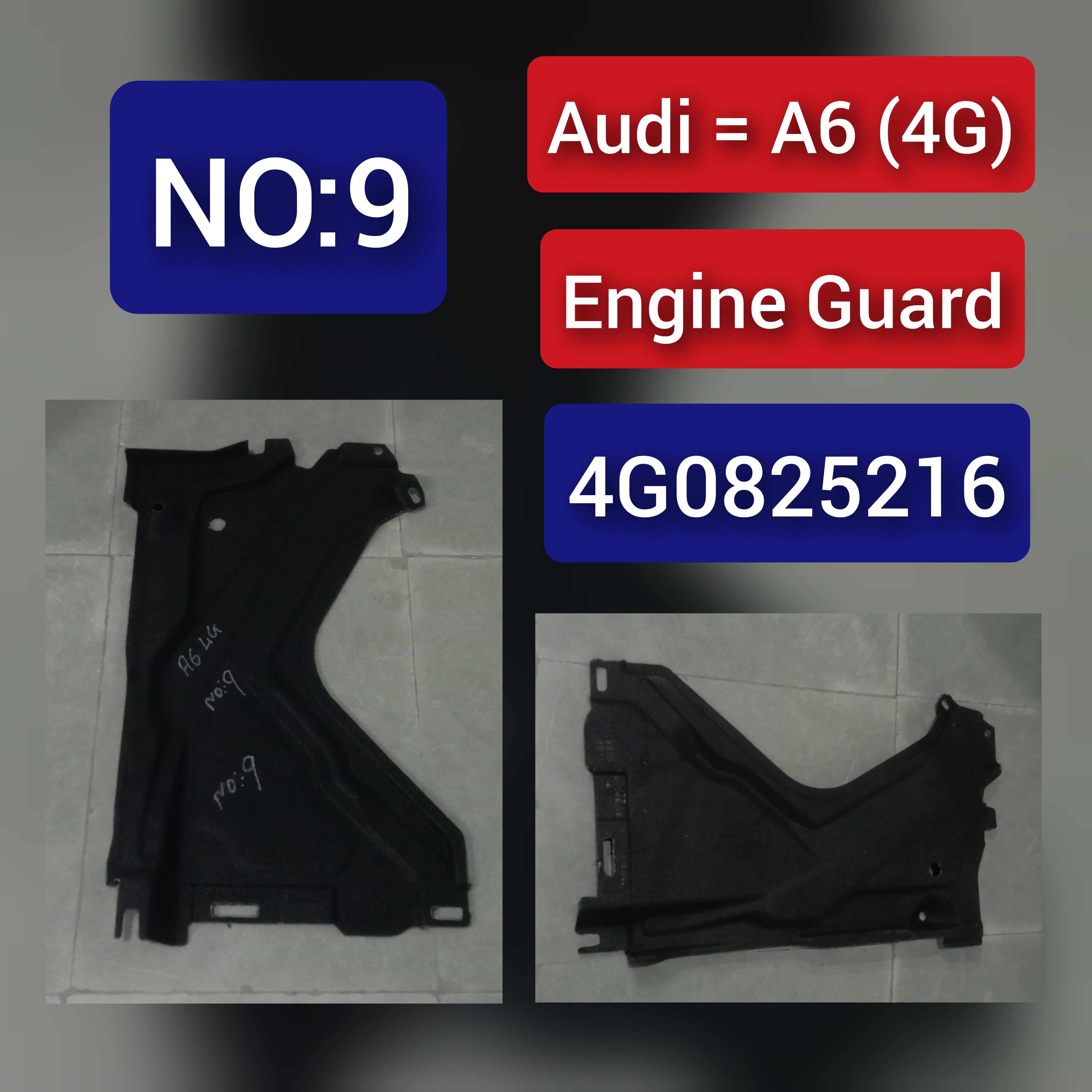 Underbody Shield Panel Right Rear 4G0825216 Compatible With AUDI A6 C7 (4G2, 4GC) | A6 / S6 & A6 C7 Avant (4G5, 4GD) | A6 / S6 Tag No.9