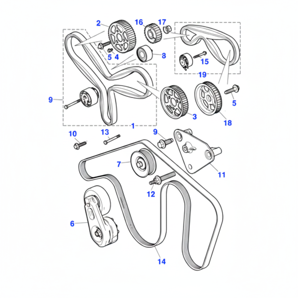 Belt Tensioner C2C22802 Compatible With JAGUAR & XF I (X250) & XF II (X260) &XJ (X351) Tag no : 6