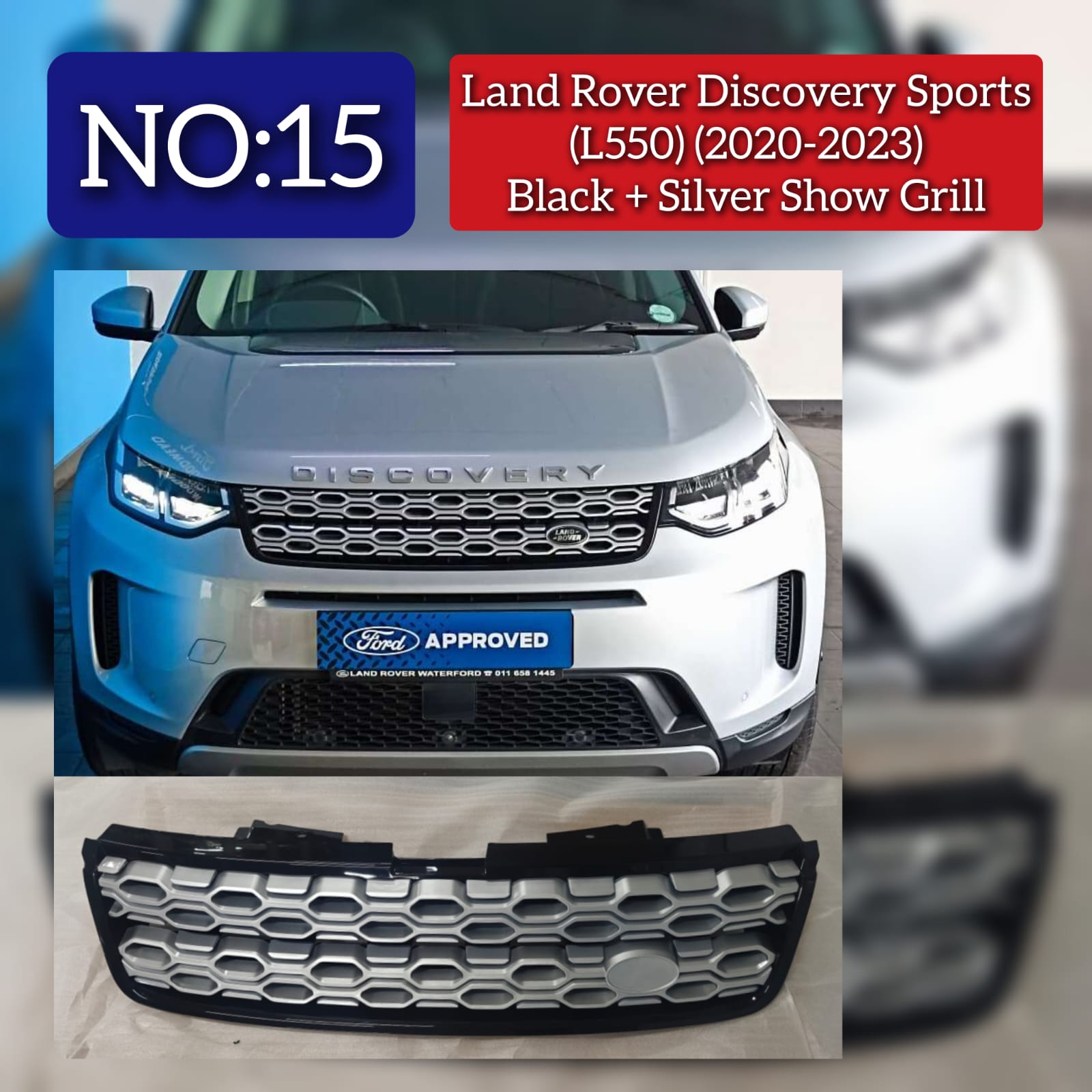 Black + Silver Show Grill Compatible With Land Rover Discovery Sports (L550) (2020-2023) Tag No.15