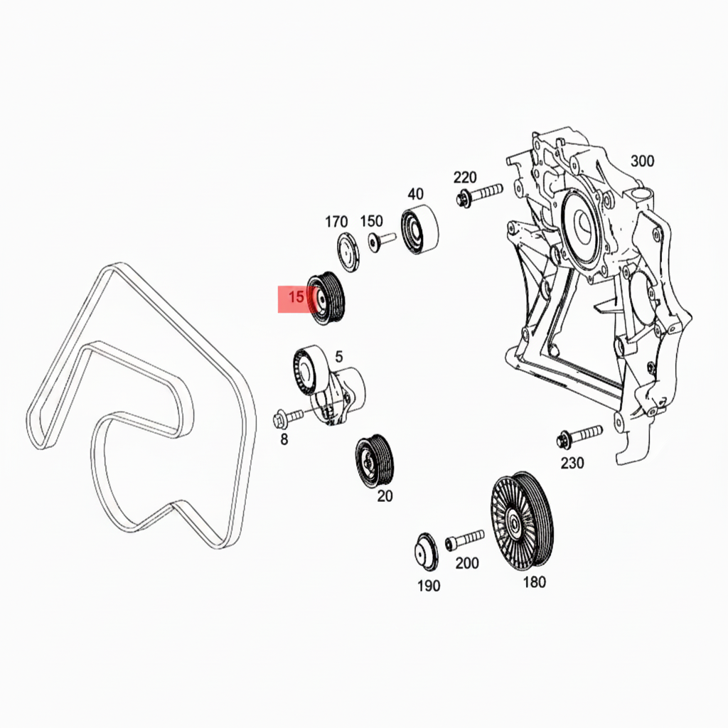 Belt Idler Pulley 6512000670 6512000770 6512001870 Compatible with MERCEDES-BENZ Tag no : 18
