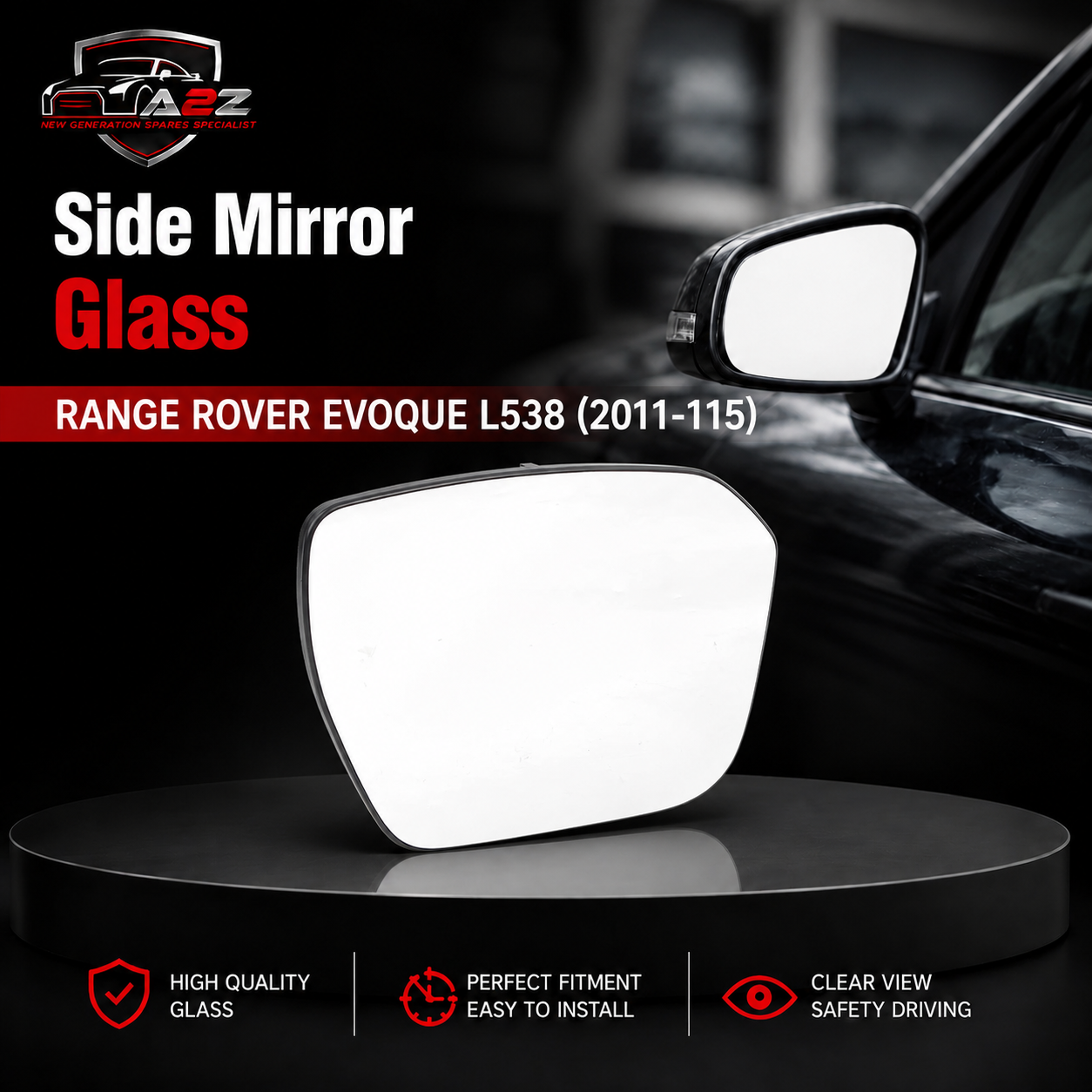 Side Mirror Glass Right LR025225 Compatible With RANGE ROVER EVOQUE (L538) (2011-115)
