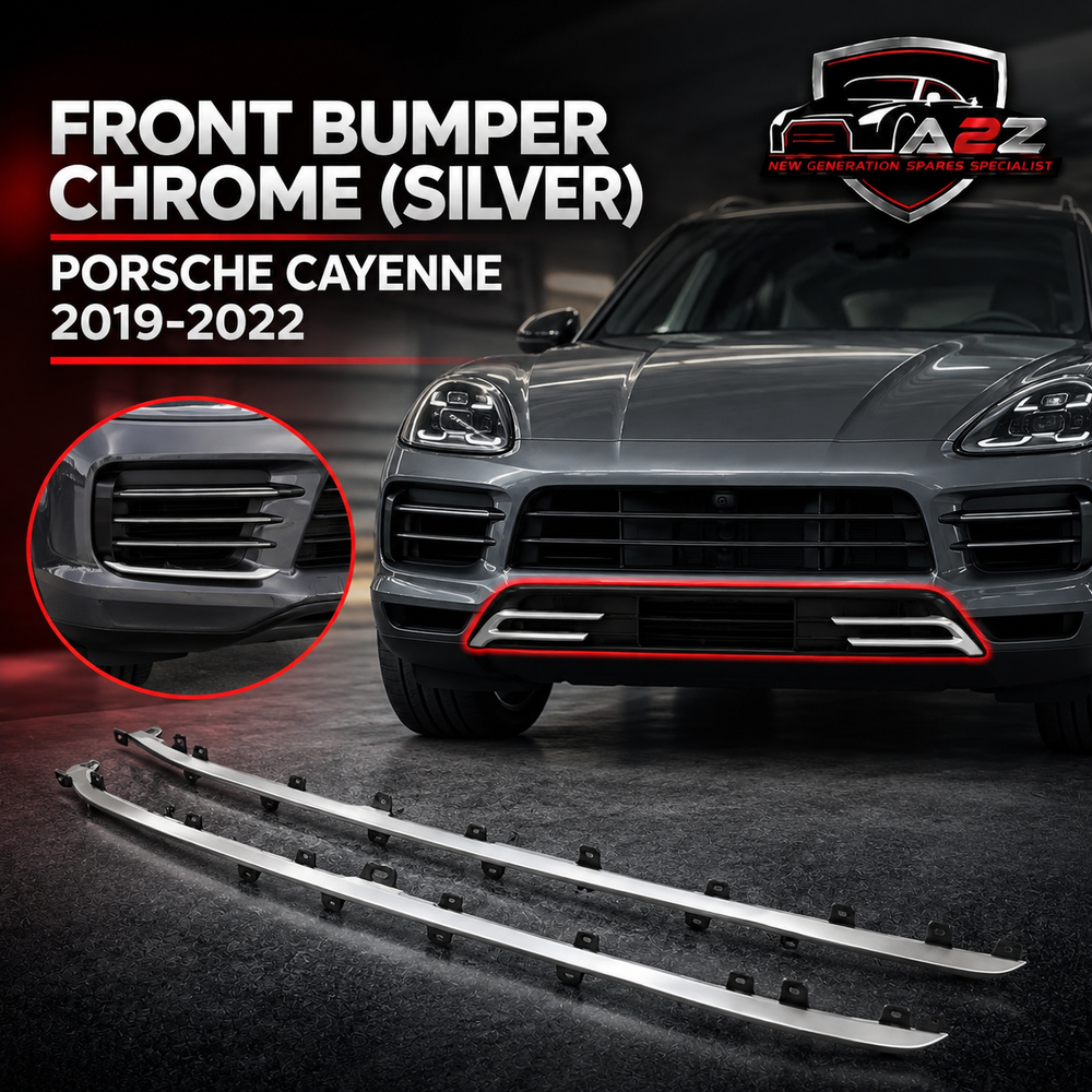 Front Bumper Chrome (SILVER) 9Y0807179041M7U 9Y0807179A041M7U 9Y0807179B041M7U Compatible With PORSCHE CAYENNE 2019-2022 (Set Of 3)