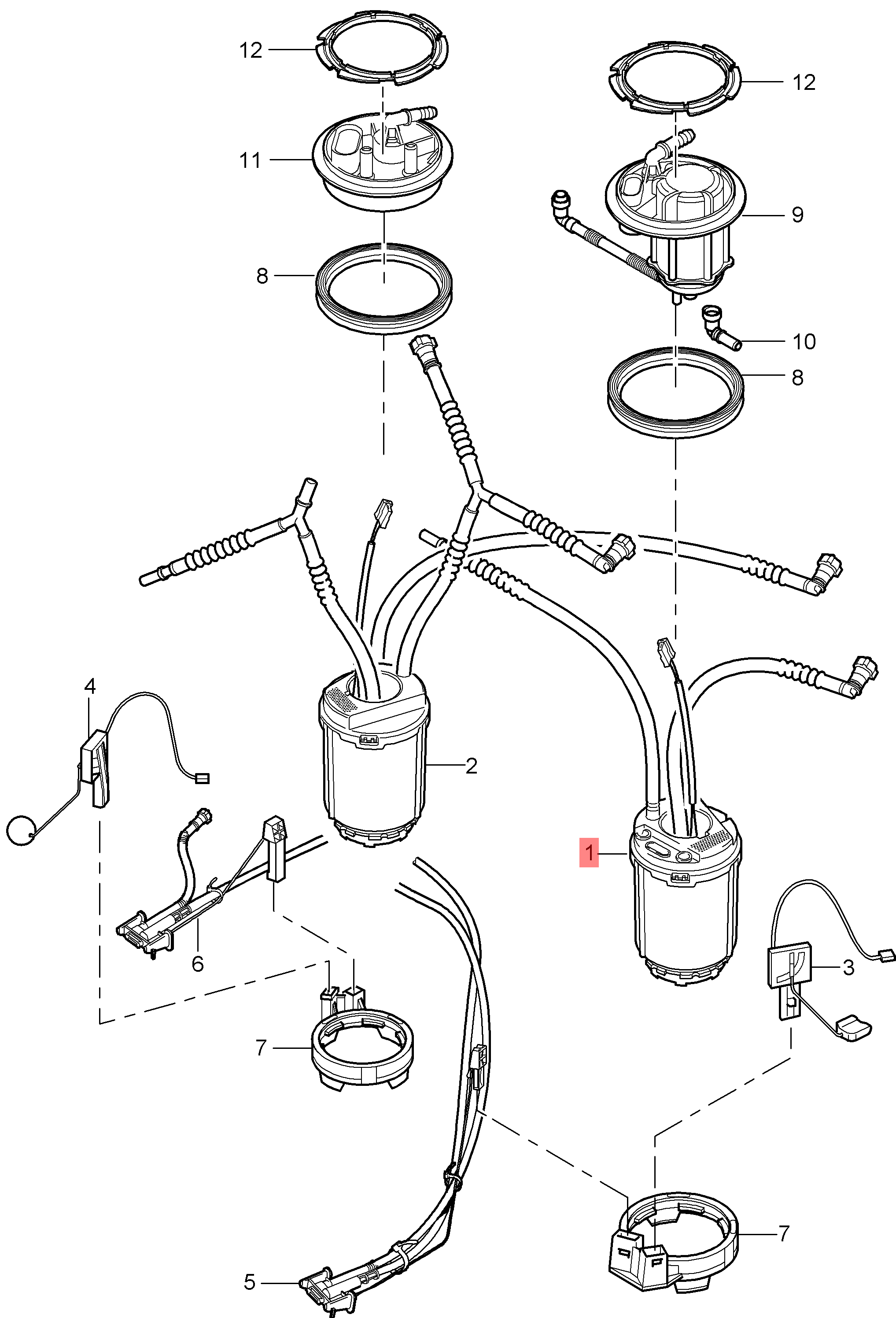 Fuel Pump Left 95562093101 compatible with AUDI Q7 & Porsche Cayenne 03-10 LH Tag-F-49