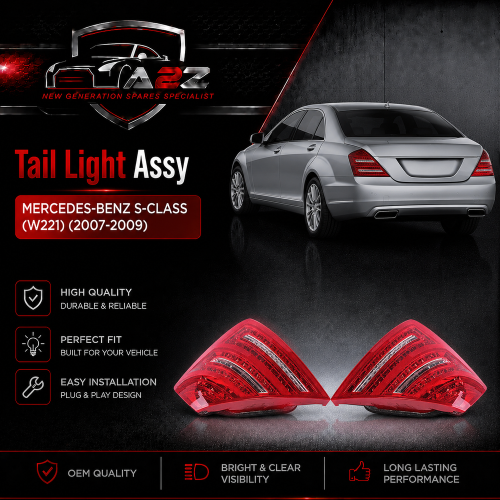 Tail Light Rear Lamp Compatible With MERCEDES-BENZ S-CLASS (W221) (2007-2009) Tail Light Rear Lamp Left 2218200366 A2218200366 & Right 2218200466 A2218200466 Tag-TLM-104