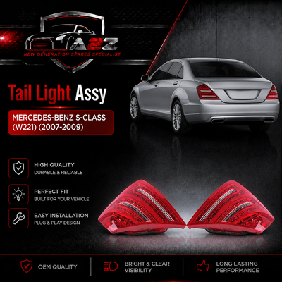 Tail Light Rear Lamp Compatible With MERCEDES-BENZ S-CLASS (W221) (2007-2009) Tail Light Rear Lamp Left 2218200366 A2218200366 & Right 2218200466 A2218200466 Tag-TLM-104