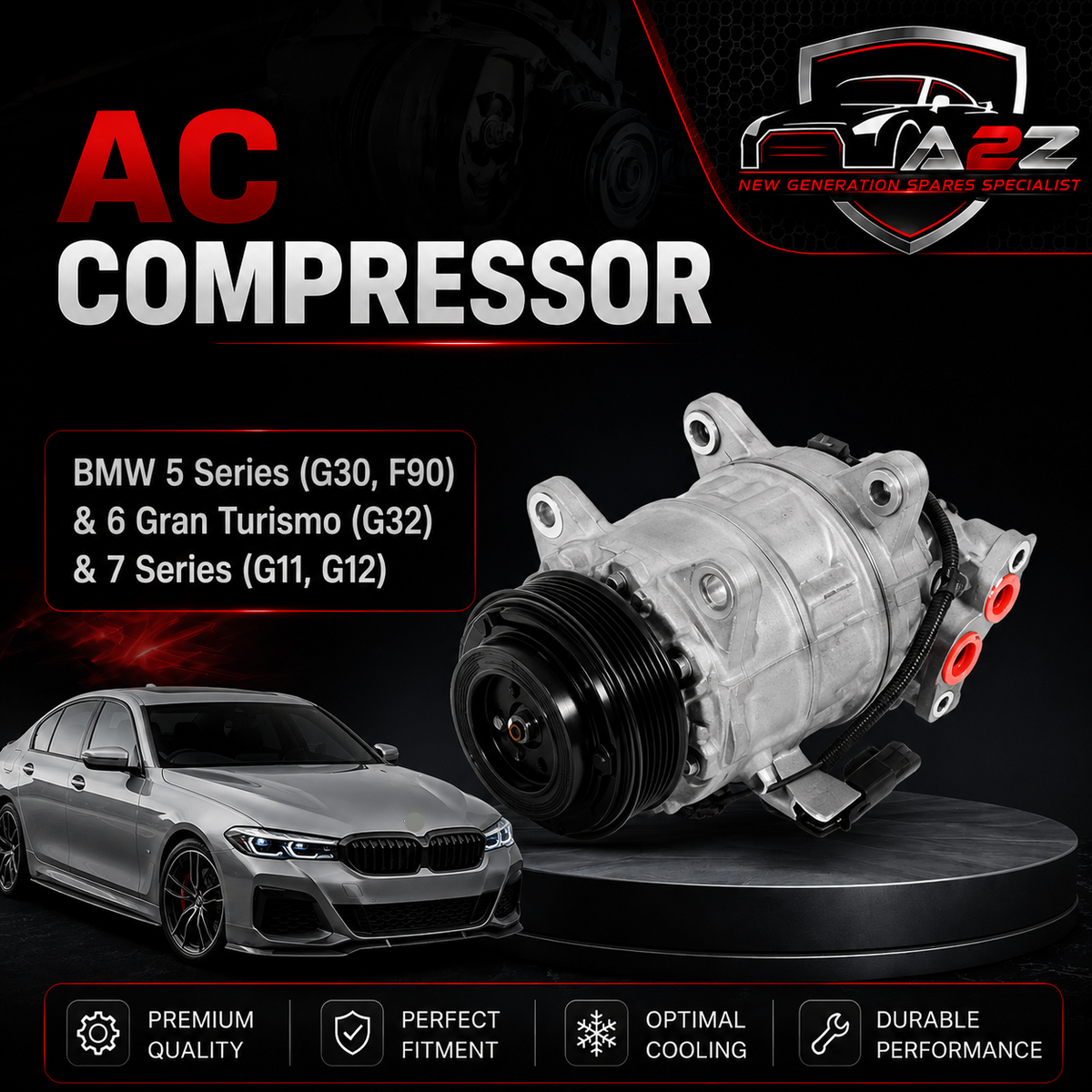 AC Compressor 64525A58A55 64526822847 64526926545 64526995918 64526996950 64527945819 64527945863 64529375057 64529890655 Compatible With BMW 5 Series (G30, F90) & 6 Gran Turismo (G32) & 7 Series (G11, G12)