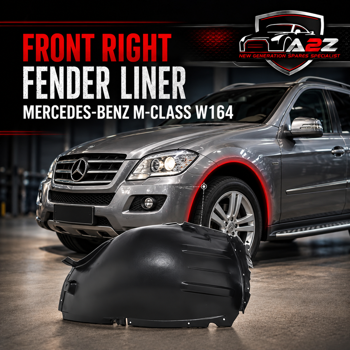 Front Right Fender Liner 1648802805 Compatible With MERCEDES-BENZ M-CLASS W164 Tag-FEM-25