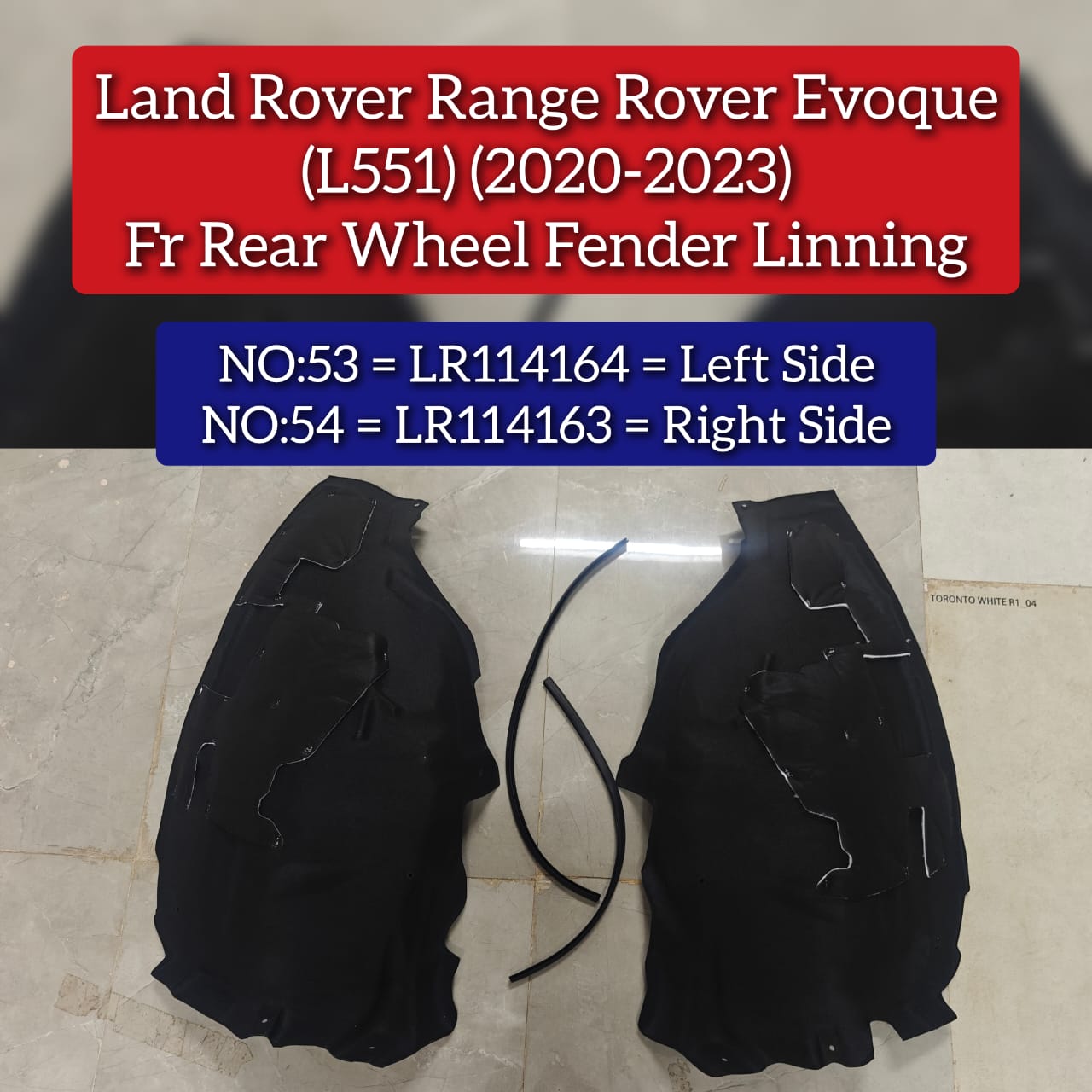 Front Rear Wheel Fender Linning Left LR137485 LR137461 LR114164 & Right LR140128 LR137454 LR137452 LR114163 Compatible With Land Rover Range Rover Evoque (L551) (2020-2023) Tag No.53-54