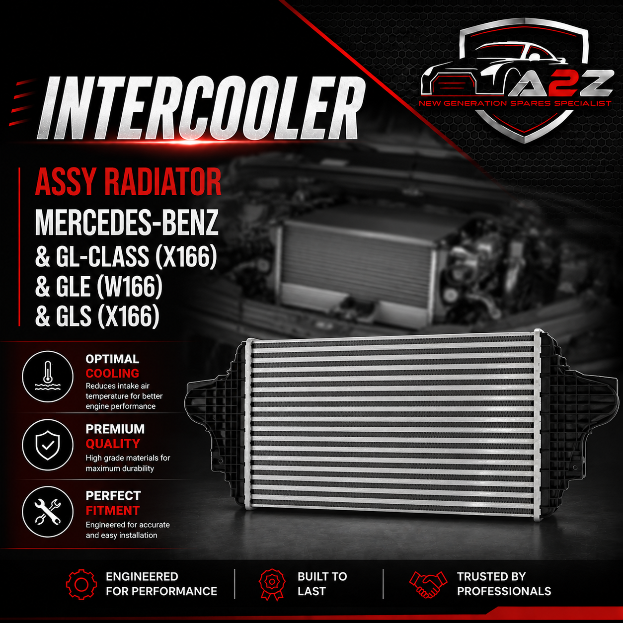 Intercooler Assy Radiator A0995002800 0995002800 & 0995002600 Compatible With MERCEDES-BENZ & GL-CLASS (X166) & GLE (W166) & GLS (X166)