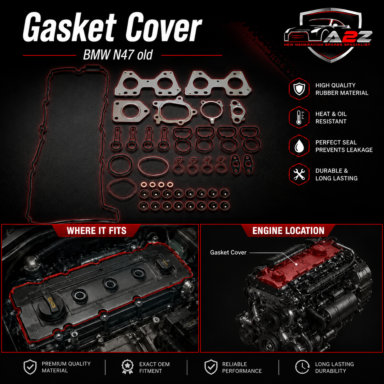 Gasket Cover 11127807293 Compatible With  BMW N47 old