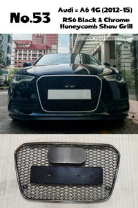 RS6 Black And Chrome Honeycomb Show Grill Compatible With Audi Audi = A6 (2012-15) Tag No.53