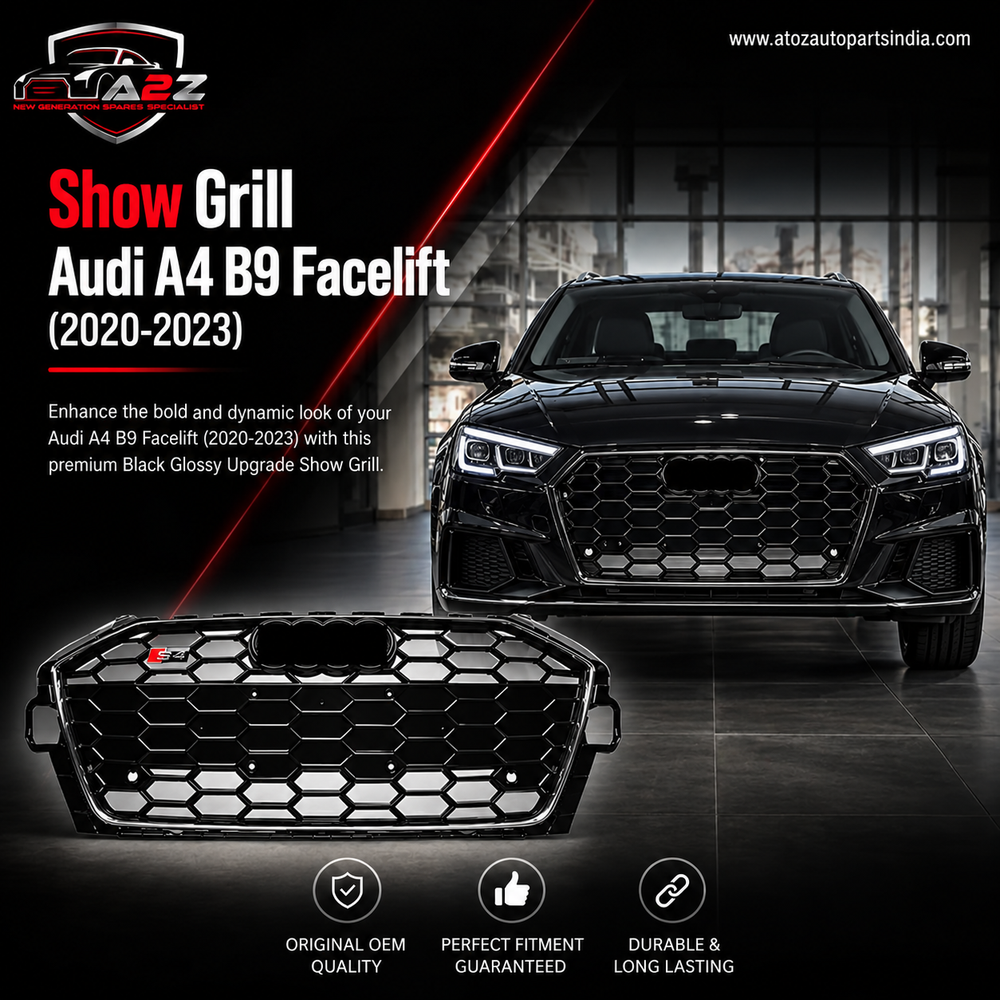 Show Grill  Compatible With Audi A4 B9 Facelift(2020-23) RS4 Black Chrome Tag 34