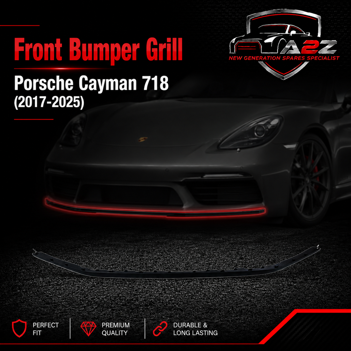 Front Bumper Grill 982807110A Compatible With Porsche Cayman 718 (2017-2025) Tag No.520