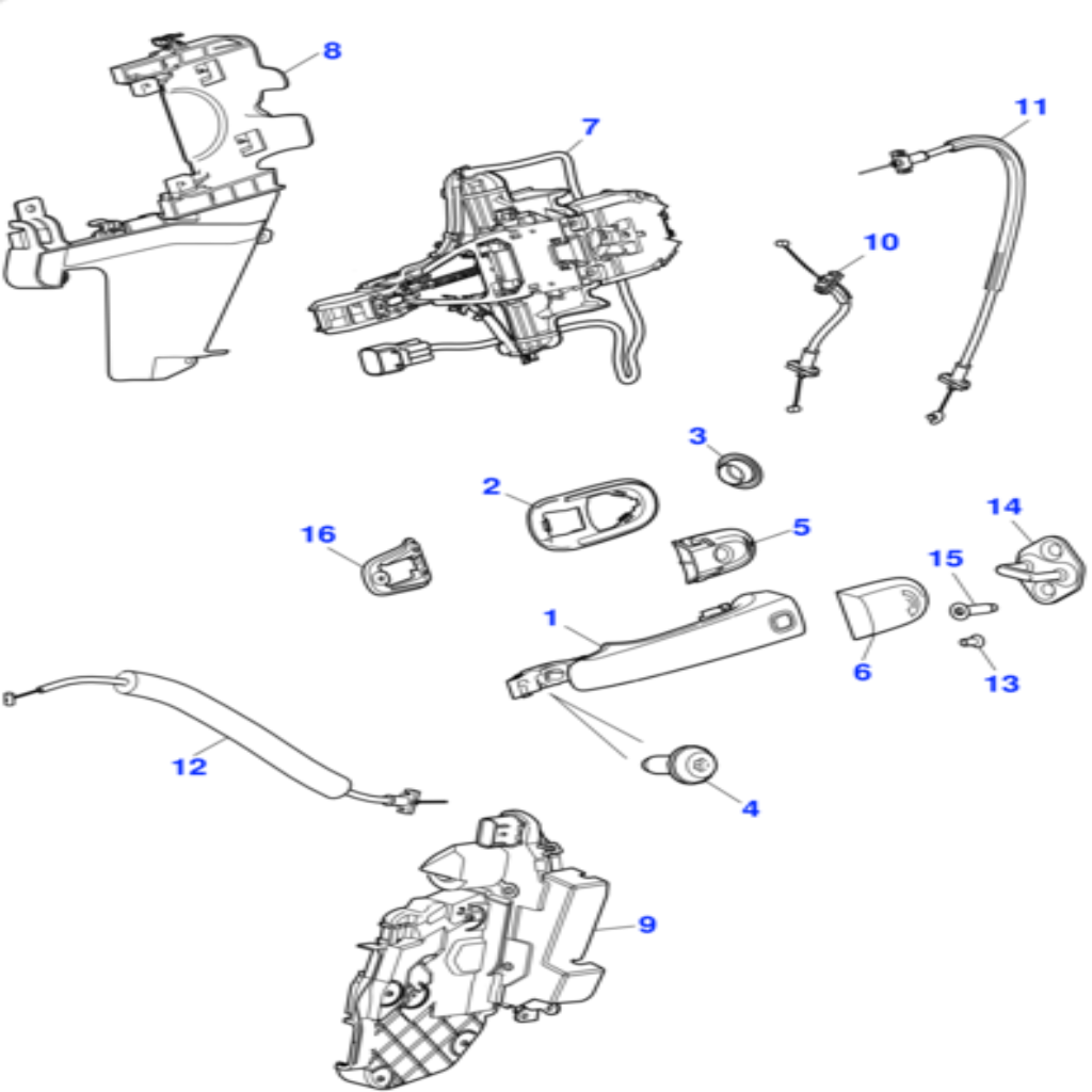 Front Door Lock Cable C2D5645 Compatible with  Jaguar XF & XJ 2009-2015