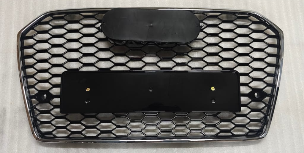 RS6 Black And Chrome Honeycomb Show Grill Compatible With Audi = A6 (2017-18) Tag No.67