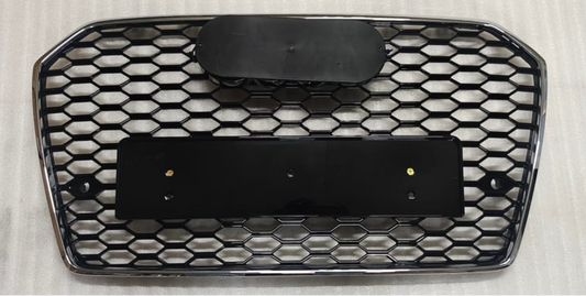 RS6 Black And Chrome Honeycomb Show Grill Compatible With Audi = A6 (2017-18) Tag No.67