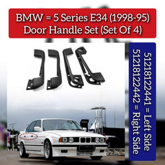 Door Handle Set (Set Of 4) Lift 51218122441 & Right 51218122442 Compatible With BMW  5 Series E34 (1995-98)