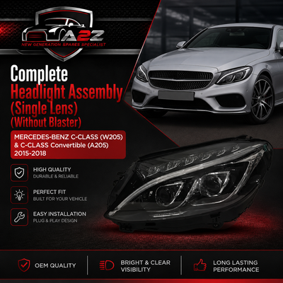 Headlight Headlamp  Left A2059067303 & Right A2059067403 A2058203661 (Single Lens) (Without Blaster) Compatible With  MERCEDES-BENZ C-CLASS (W205) & C-CLASS Convertible (A205) 2015-2018 Tag No.101