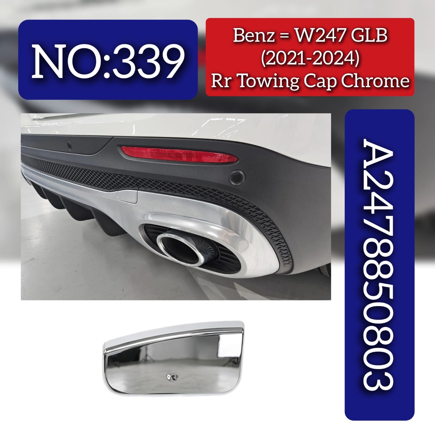 Rear Towing Cap 2478850803 A2478850803 Compatible With Mercedes Benz 247 GLB (2021-24) Tag No.339