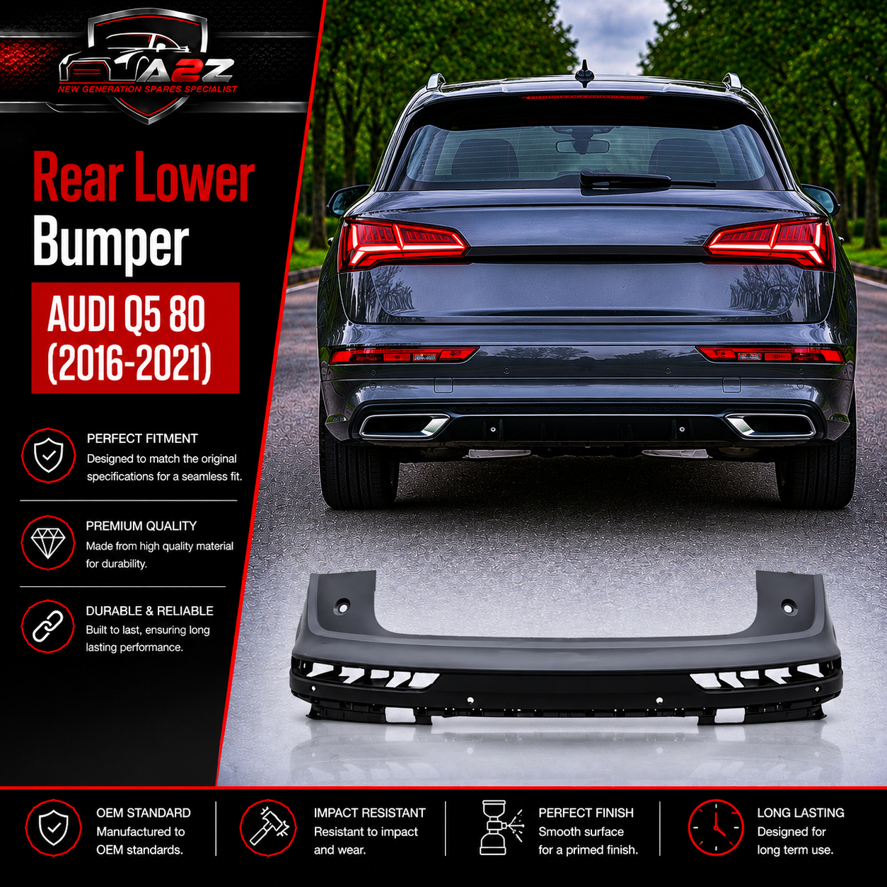 Rear Upper Bumper 80A807067A Compatible With AUDI Q5 (FYB, FYG) Tag No.213