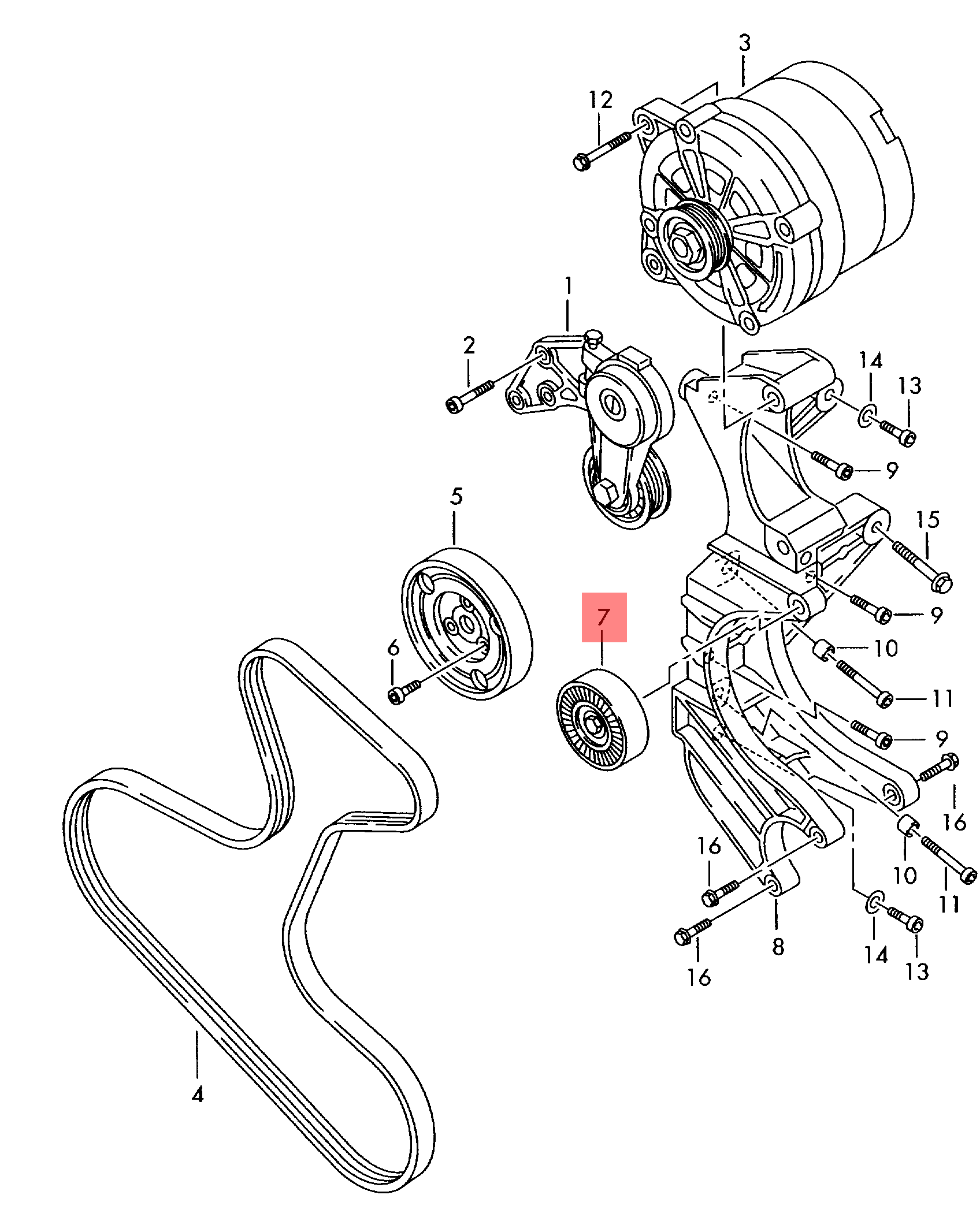Belt Idler Pulley 022145276A Compatible with AUDI Q7 (4LB) & PORSCHE CAYENNE (9PA) & VW PHAETON (3D1, 3D2, 3D3, 3D4, 3D6, 3D7, 3D8, 3D9)
