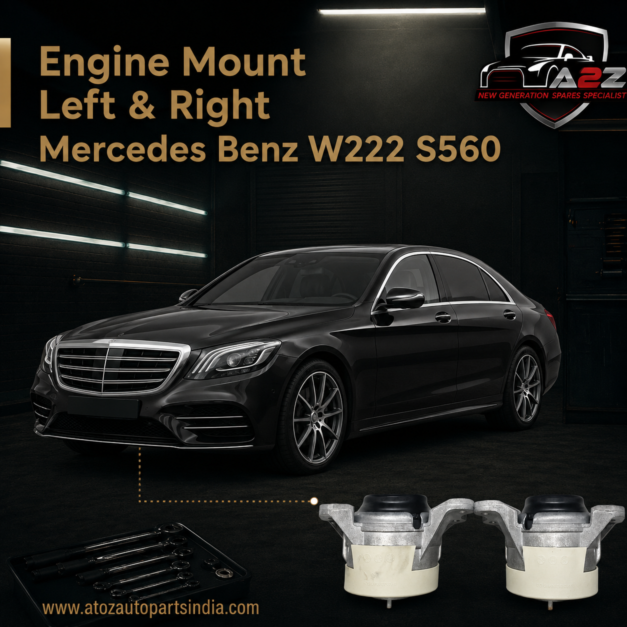 Engine Mount Left 2222407300 2222407800 2222405900 A2222407300 & Right 2222407400 A2222407400 Compatible With Mercedes Benz W222 S560