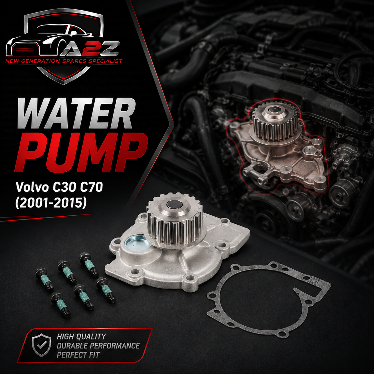 Water Pump 30751700F Compatible With Volvo C30 C70 S80 V50 XC70 XC90 Tag-W-43