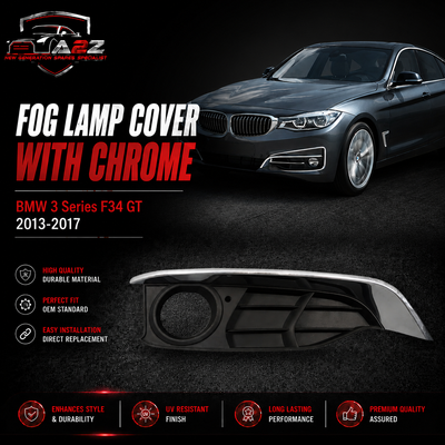 Fog Lamp Cover With Chrome Left 51117293793 & Right 51117293794 Compatible With BMW 3 Series F34 GT 2013-2017 Tag-FC-441