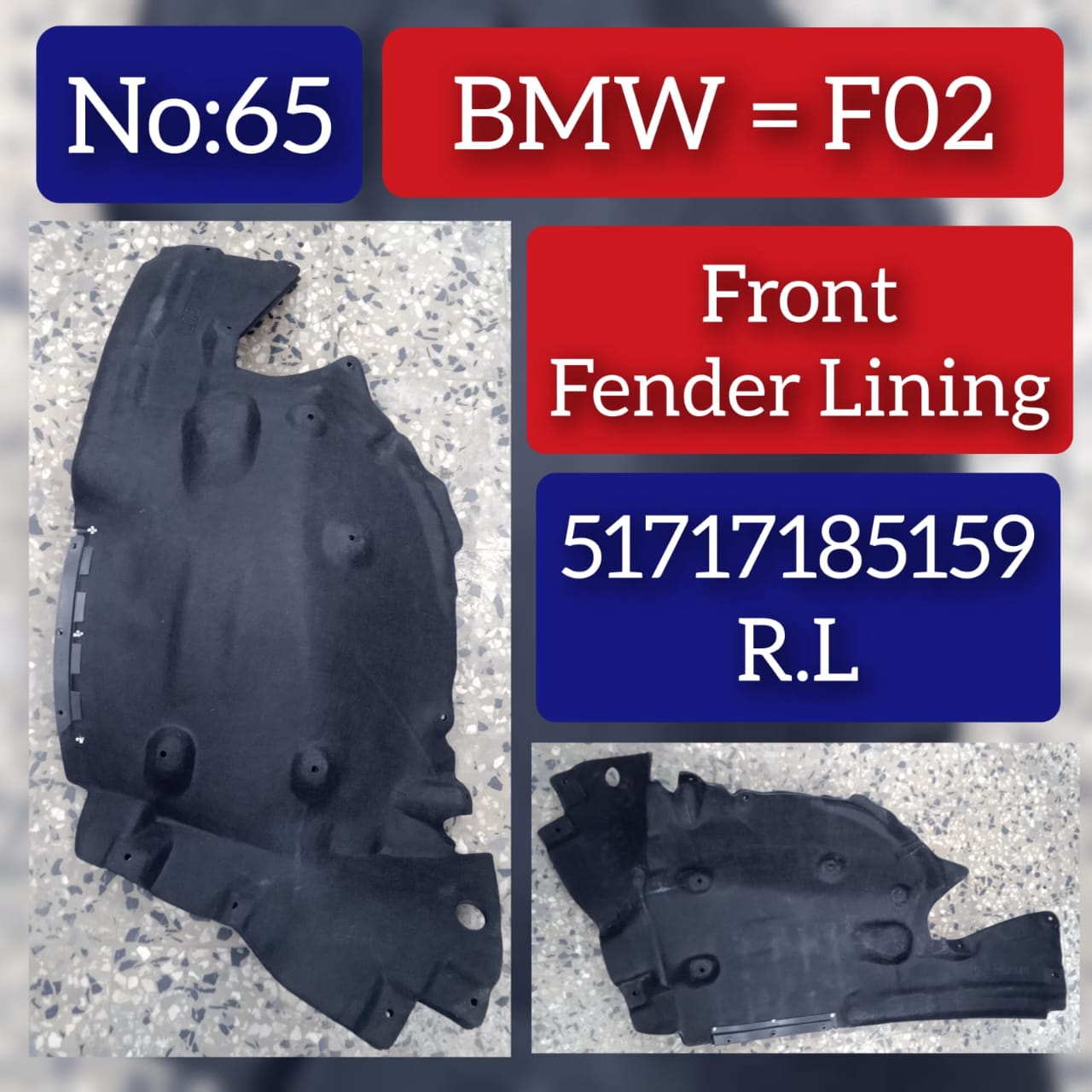 Rear Left  Fender Liner 51717185159 Compatible With BMW 7 Series F01 F02 F03 F04  Tag-FE-65