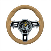 Beige Leather Steering Wheel Compatible With Porsche Models