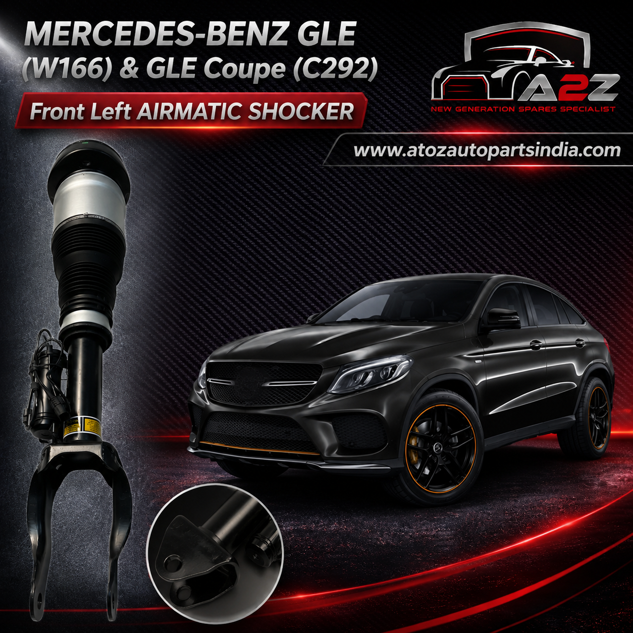 Front Left Air Suspension Shock Absorber Strut 2923202500 2923202900 2923203913 2923204513 2923204613 Compatible With MERCEDES-BENZ GLE (W166) & GLE Coupe (C292)