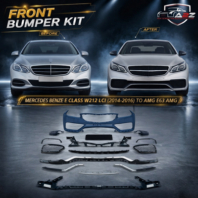 Front Bumper Kit Compatible With Mercedes Benz E Class W212 LCI (2014-2016) Upgrade To Mercedes Benz AMG E63 (Shipping Cost Not Included In Price)