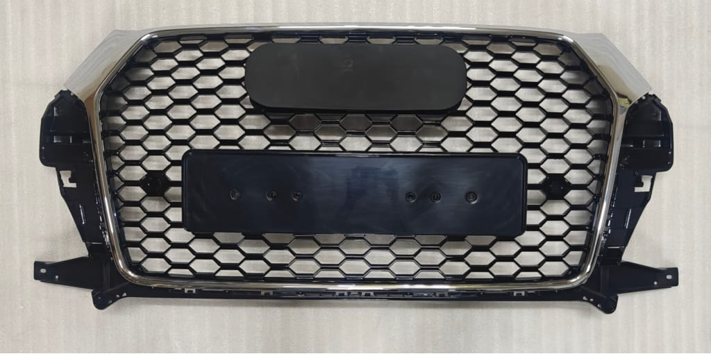 RSQ3 Black And Chrome Honeycomb Show Grill Compatible With Audi = Q3 (2016-18) Tag No.134