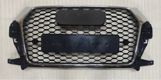 RSQ3 Black And Chrome Honeycomb Show Grill Compatible With Audi = Q3 (2016-18) Tag No.134