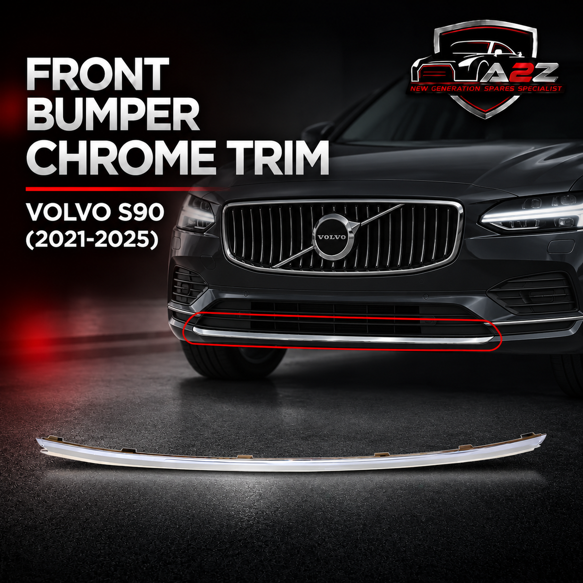 Front Bumper Chrome Trim 32227398 Compatible With VOLVO S90 (2021-2025) Tag NO.28