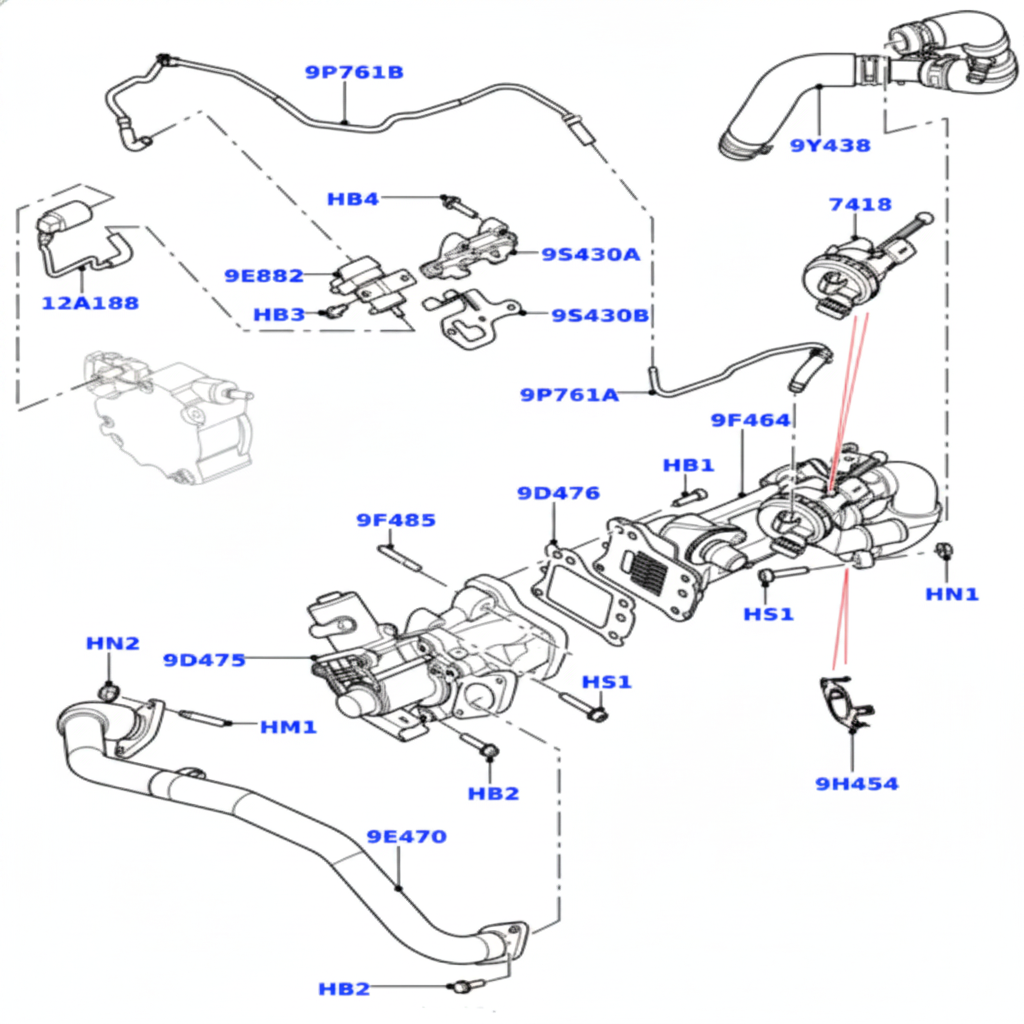 EGR Exhaust Gas Recirculation LR057662 Compatible With LAND ROVER DISCOVERY SPORT (L550) & FREELANDER 2 (L359) | LR2 & RANGE ROVER EVOQUE (L538) Tag No.138