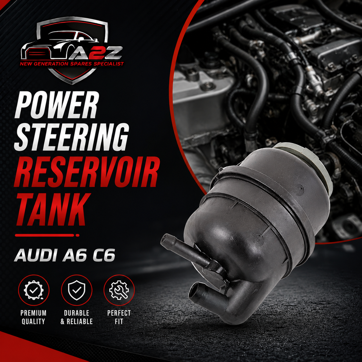 Power Steering Reservoir Tank  4F0422371E 4F0422371A  Compatible With AUDI A6 C6 (4F2) | A6 / S6 &   R8 (422, 423) Tag No.82
